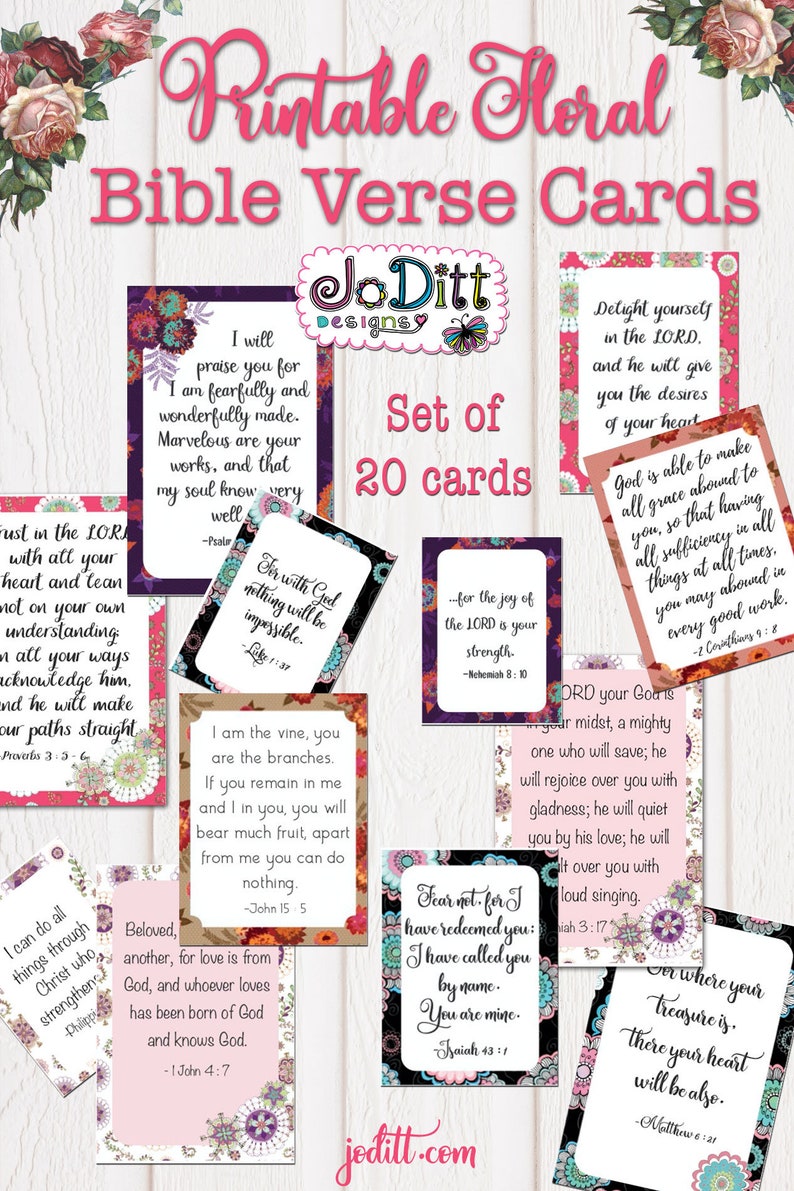 Bible Scripture Cards/Bible Verse Cards, Scripture Memory Cards/Bible Verse Printable, Bible Journaling, Christian Cards/Scripture Cards image 3