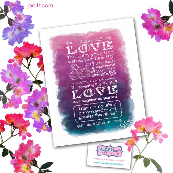 Items similar to Love the LORD Scripture art printable Bible Verse art ...