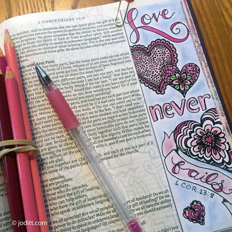 Love Never Fails Bible Printable Clipart 4 Bible Journaling Templates 1 ...