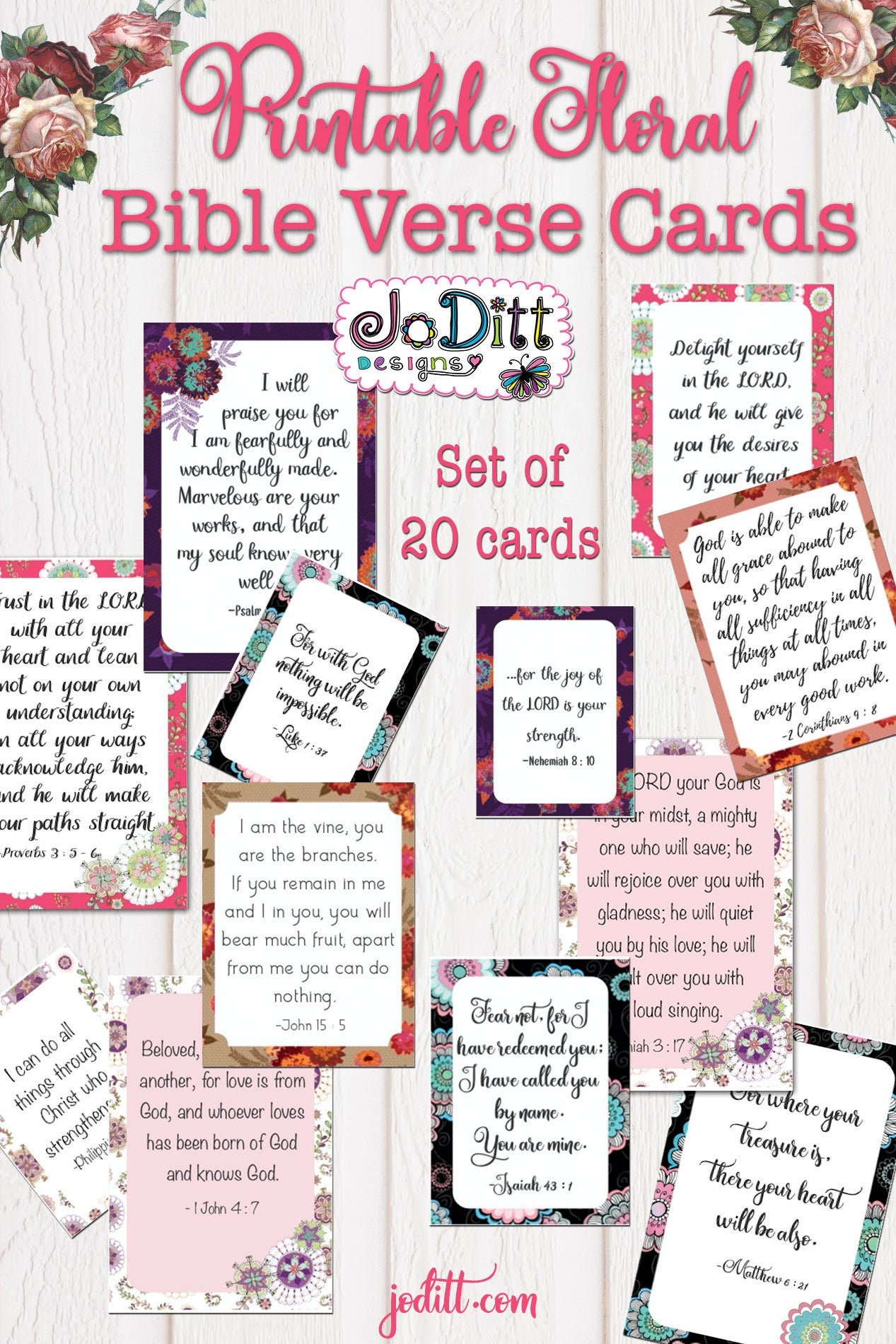 Bible Verse Cards, Project Life Cards/Printable Journaling Cards, Scripture Memory Cards/Christian Cards, Bible Journaling / Journal Cards