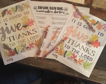 Thanksgiving Printable Coloring Pages and Conversation Starter Pack - Give Thanks Sign - Instant Download