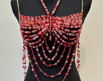 Handmade Beaded Top , Crystal Top , Chain Top, Cover Up, Beach Wear