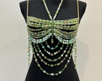 Handmade Beaded Top , Crystal Top , Chain Top, Cover Up, Beach Wear, Bralette , Bra