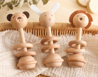 3 Pcs Wooden Teether Animal Molar Baby Teething Beech Wood , Animal Wooden Baby Teething, Animal Wooden Shape, Wooden Teething