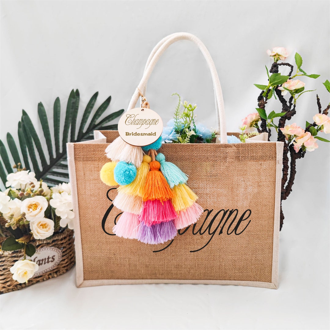 Personalized Bridesmaid Bags,burlap Bags,burlap Tote With Name,beach ...