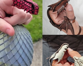 Leather Hand Dragon Bracelet,Adjustable Dragon Cuff Bracelet with 3D Printed Dragon Eggs,Vintage Cosplay Dragon Wrap Bracelet