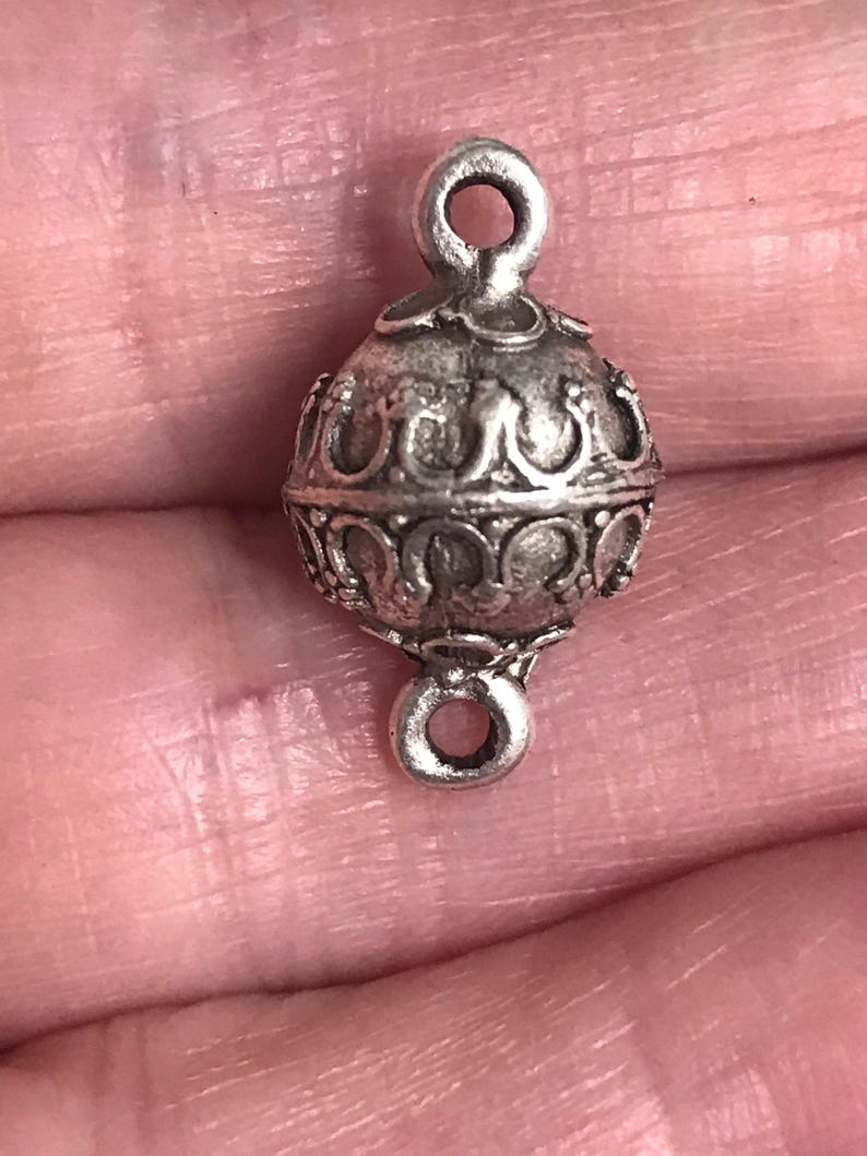 Ornate connector bead link jewelry component metal bead round shape antique gold 1 piece image 4