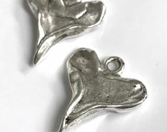 Pewter rustic heart pendant altered art supplies double sided jewelry love antique silver  1 pc