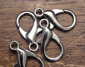 Stort karabinlås i antik silver, smyckestillbehör 21 mm, 10 st
