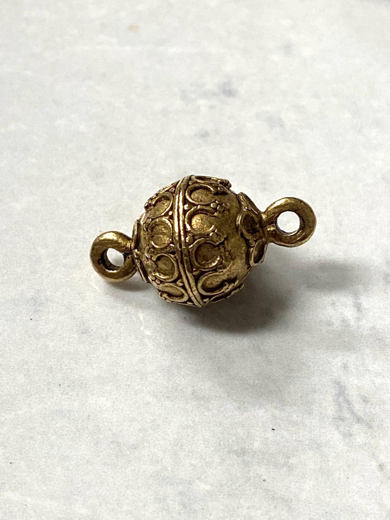 Ornate connector bead link jewelry component metal bead round shape antique gold 1 piece image 3