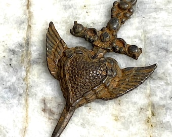 Pewter dagger angel wings heart pendant milagros rustic cross charm made in the usa antique rusty brown  1 pc. (rb6)