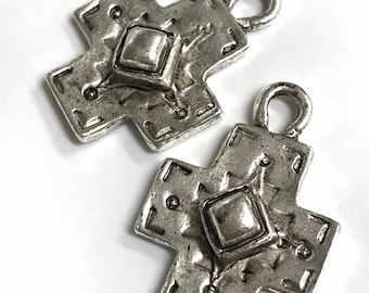Pewter cross religious pendant southwest western altered art supplies rustic  jewelry religious cross antique silver 1 pc