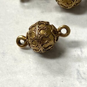 Ornate connector bead link jewelry component metal bead round shape antique gold 1 piece image 2