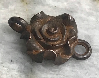 Rose connector link rose flower art supplies jewelry components link antique rusty brown 2 pcs (rb2)