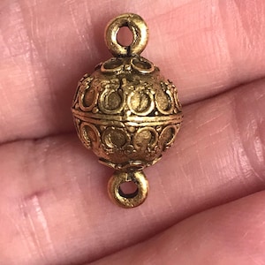 Ornate connector bead link jewelry component metal bead round shape antique gold 1 piece image 1