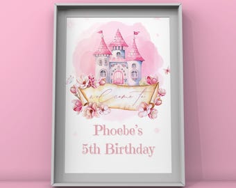 Princess Birthday Welcome Sign: Fairytale Castle Party Decor (Personalised Print)