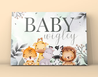 Personalised Jungle Animals Baby Shower Sign (Digital Download)
