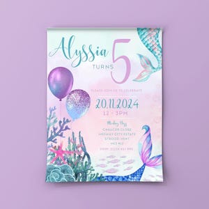 Birthday Party Invitation | Children’s Birthday | Mermaid | Under the Sea | Personalised | Happy Birthday | Digital Download | Invite
