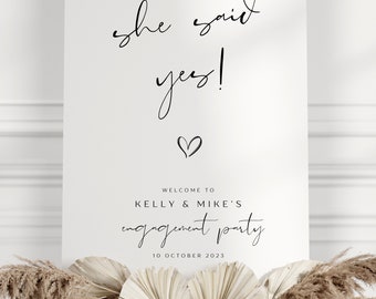 Personalised Engagement Party Welcome Sign: Black & White Print