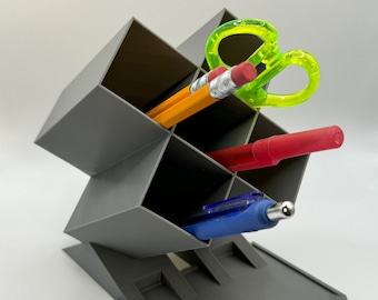 Pencil Holder /Angled Pencil Holder / Diagonal Pencil Holder / X Shaped Pencil Holder / 3D Printed Pencil Holder