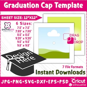 Graduation Cap Topper Templates, Graduation Stole Template, Blank Graduation Cap Template, Graduation Hat Template, Svg, Canva drag and drop