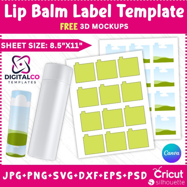 Lip Balm Label Template, Lip Balm Labels, Chapstick Label, Lip Balm Wrap Packaging, Lip Balm Sticker, Sublimation Templates, Template Svg