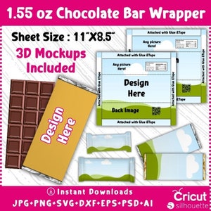 Chocolate Bar Wrapper Template, Chocolate Wrapper Label Template, Candy Bar Wrapper, Wrapper Templates, Canva Editable Mockups, Party Favors