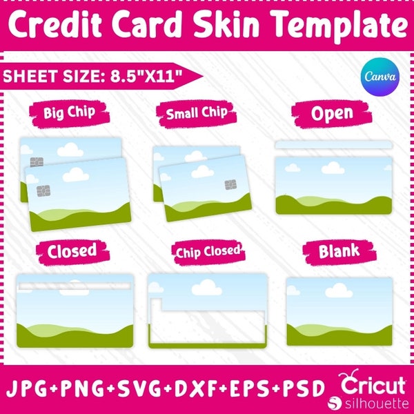 Credit Card Skin Template Canva, Credit Card Sticker, Debit credit card template svg,Card cover svg for cricut, Canva drag and drop Template
