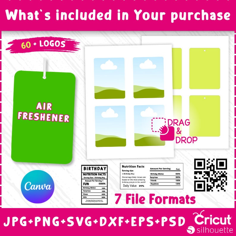 Car Air Freshener Template Bundle, Air Freshener, Air Freshener 8.5x11