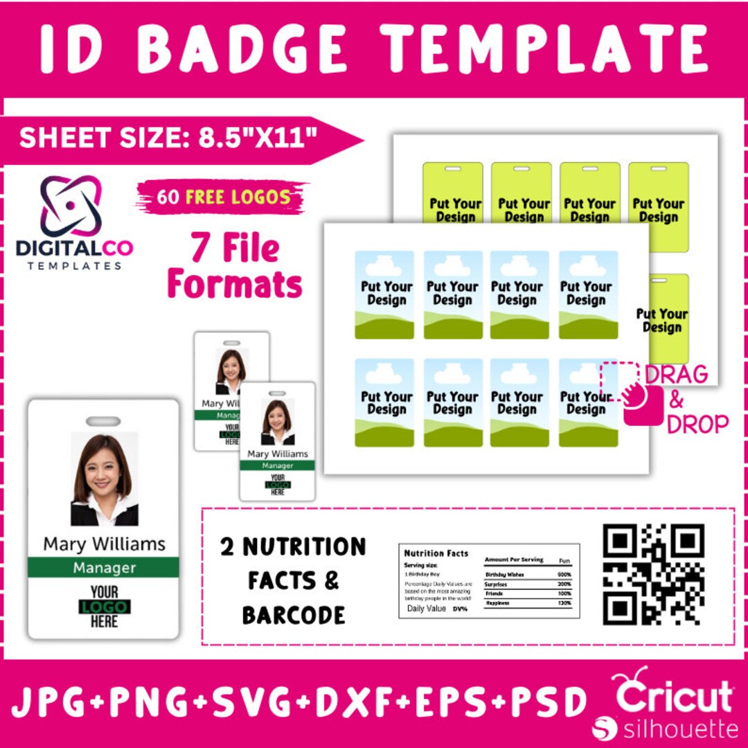 ID Badge Label Template, Id Badge Sublimation, Id Badge Blank Template
