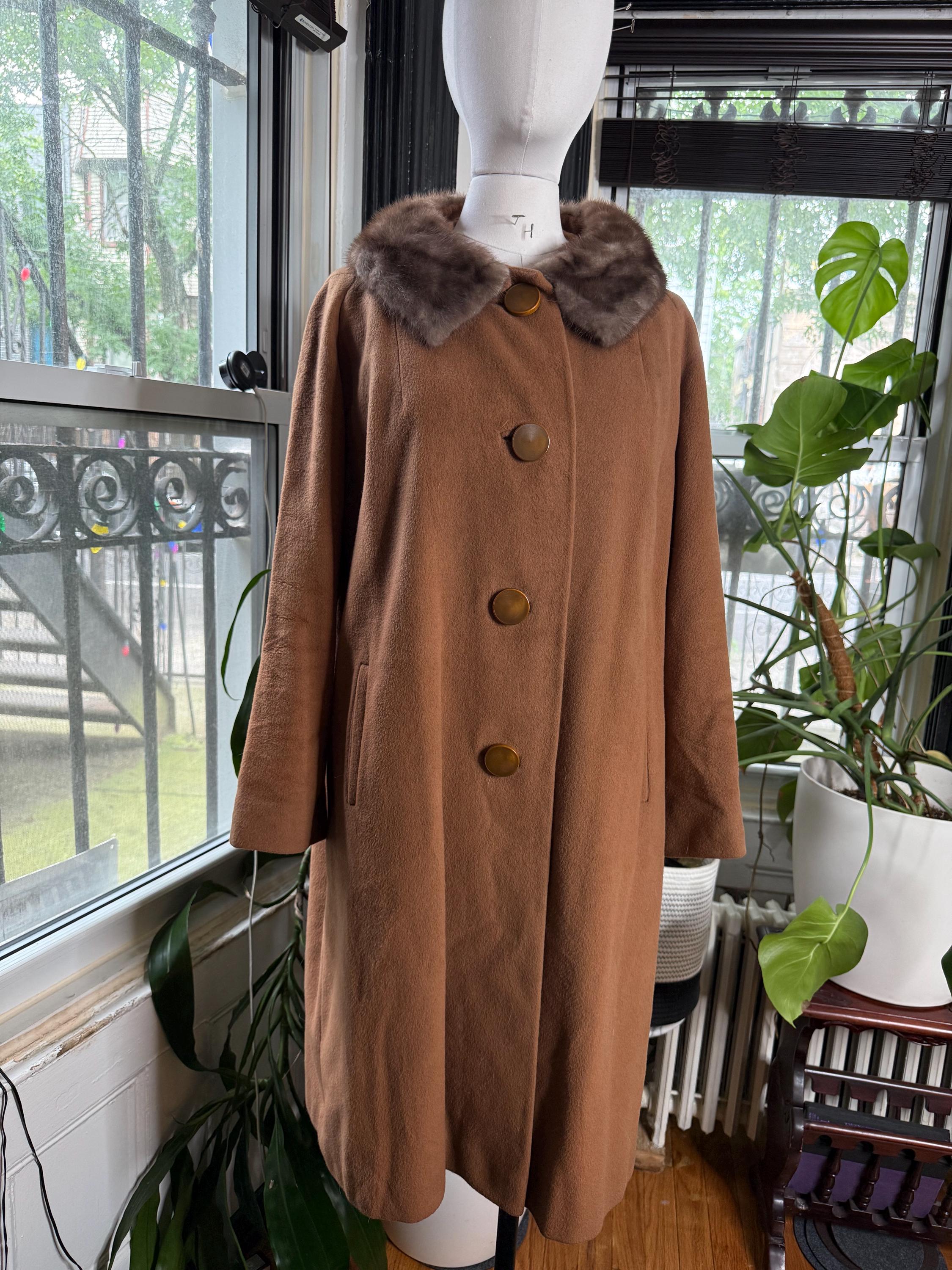 ビンテージ　50’s 50年代　ファーつき　カシミヤ　カーディガン　ロカビリー　スィング　古着　レトロ　ニット　レース LORO PIANA|FAVOLA DOUBLEファー付き ウールカシミヤ ポンチョコート