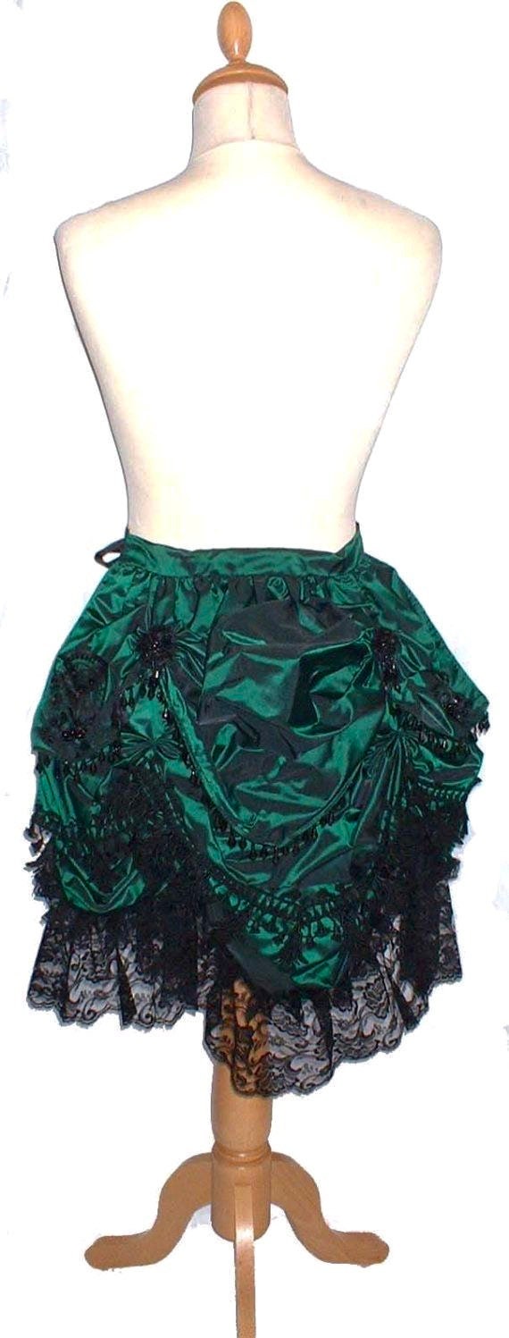 Bustle Skirt Victorian Fantasy Emerald Green Silk