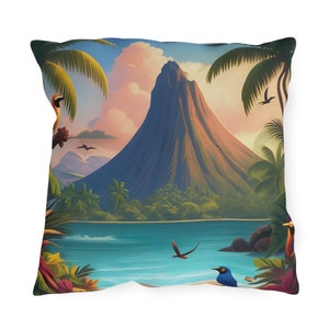 Tropical Volcano Outdoor Throw Pillow zdjęcie 4
