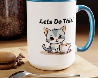 Two-Tone Cats and Coffee, Coffee Mugs, 15oz