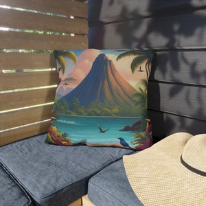 Tropical Volcano Outdoor Throw Pillow zdjęcie 6