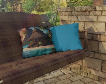 Tropical Outdoor Tiki Throw Pillow