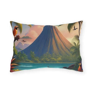 Tropical Volcano Outdoor Throw Pillow zdjęcie 10