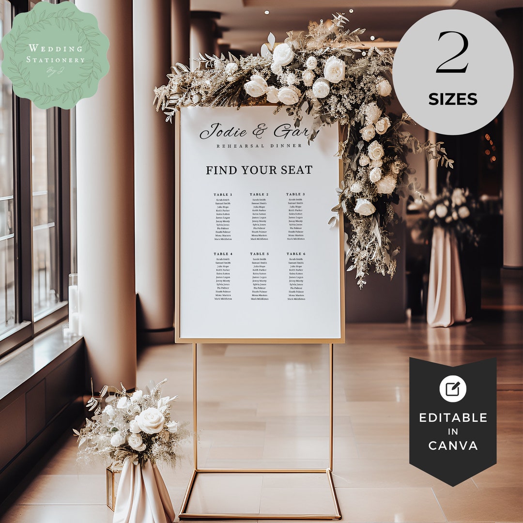 Table Seating Chart Rehearsal Dinner MIND1 Etsy