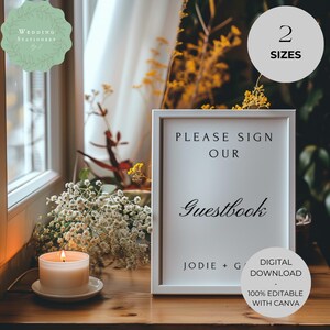 Minimalist Wedding Guestbook Template, Please Sign Our Guestbook Sign, Sign Our Guest Book, Modern Minimalist Wedding Signage - MIND4
