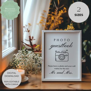 Photo Guestbook Sign Instructions, Template, guestbook Sign, please sign, Modern Minimalist Wedding Signage - MIND4
