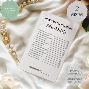 How well do you know the Bride editable, bridal shower game - MIND1