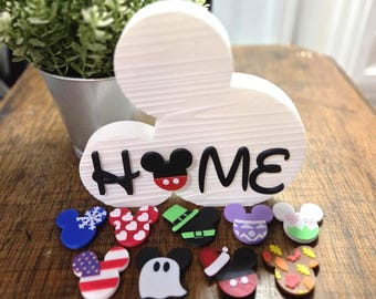Tabletop Mouse HOME Sign with Interchangeable Seasonal Ears