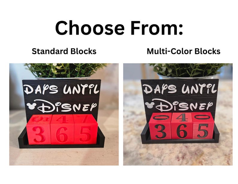 Customizable Disney, Disneyland, and Disneyworld Vacation Countdown- New Multi Color Block Option image 3