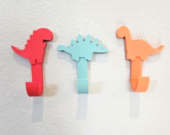 Dinosaur Wall Hooks Brontosaurus, Stegosaurus, or T-Rex