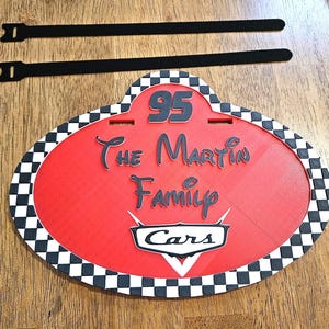 Personalized Disney Cars Stroller Sign With Velcro Straps