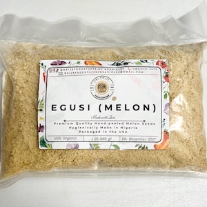 Semillas de melón nigeriano Egusi premium peladas a mano/Muy cremosas en sopas/Mezcladas/Sin OGM Premium Totalmente naturales (Naija Foodstuffs African Groceries)