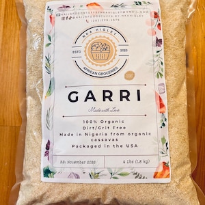 1.81Kg Nigerian Garri | Eba/Drinking| 4Lbs Neat Organic Roasted Cassava Roasted Flour (Naija Foodstuffs African Groceries) Gluten-free/NHAF