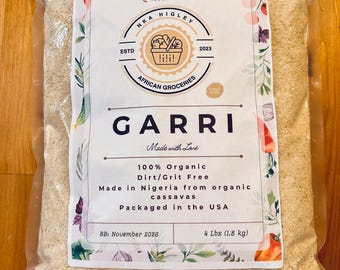 1 kg de garri nigeriano (eba) para beber y 2 libras de harina de yuca tostada orgánica pura (comestibles africanos Naija Foodstuffs). Sin gluten.