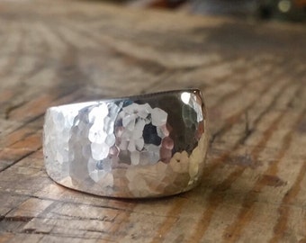 Hand carved sterling dome ring