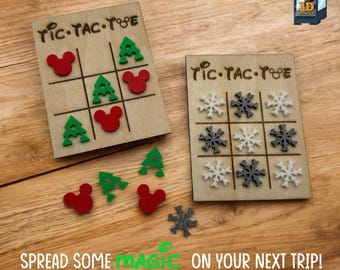 Cruise Line Inspired Christmas Tic Tac Toe Game | Pixie Dust, Fish Extender | Laser Engraved, 3D Printed | DCL, Theme Park Gift | 15 Colors